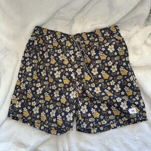 Katin Swim Trunks Shorts Mens L Floral Aloha Print Mesh Lined Drawstring Flowers